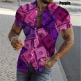 thumbnail image 3 of Camisas con estampado 3D de dólares para hombre, camisas casuales de verano de manga corta ajustadas con botones, blusas y tops para hombre, 3 of 5