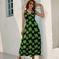 thumbnail image 5 of Saint Patrick Clover Womens Night Club Maxi Dress V Neck Sleeveless Bohemia Long Dresses, 5 of 9