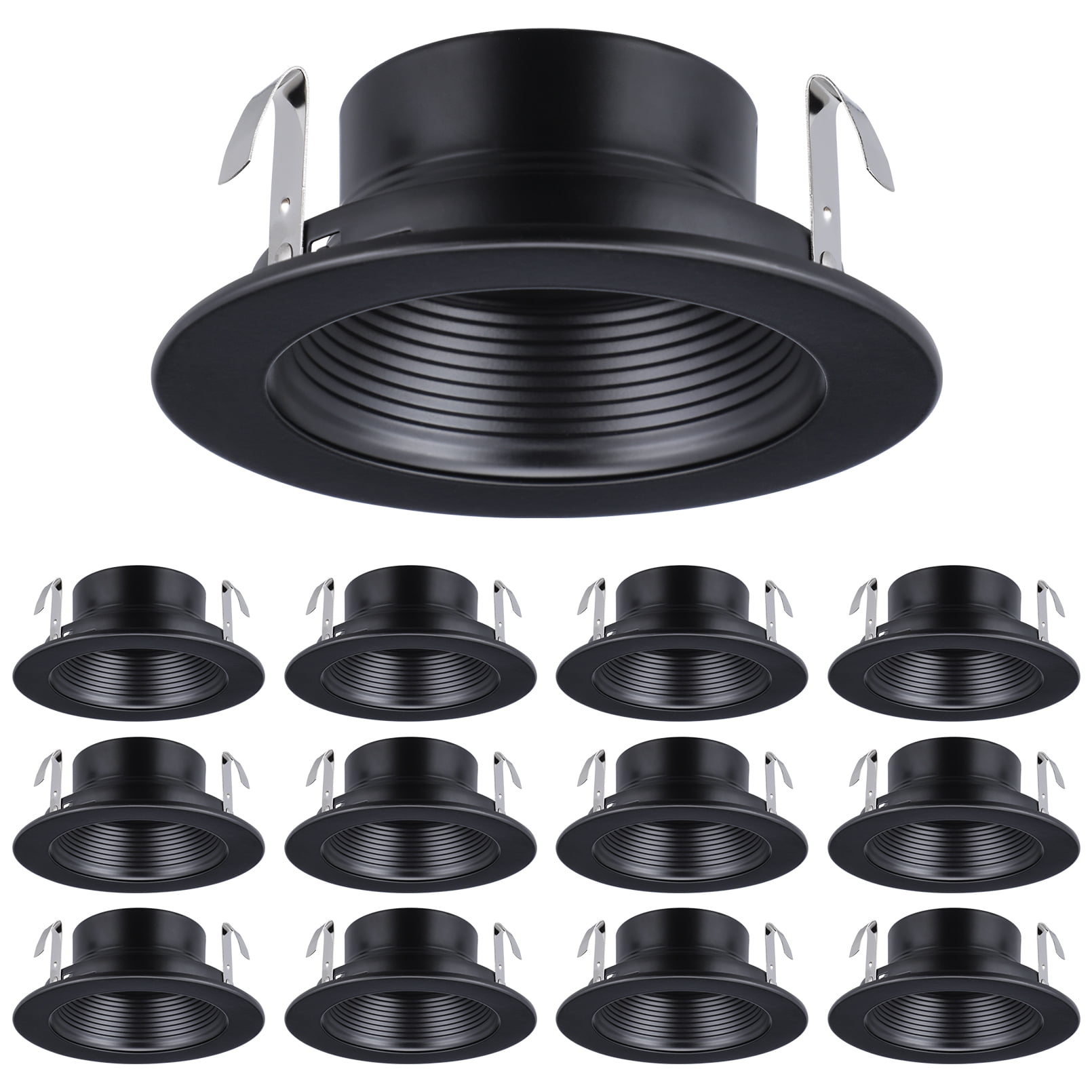 TORCHSTAR 12-Pack 6 Inch Classic White Recessed Light Trim, Step Baffle With Detachable Ring Full Metal Fit Halo Juno Remodel - View #8
