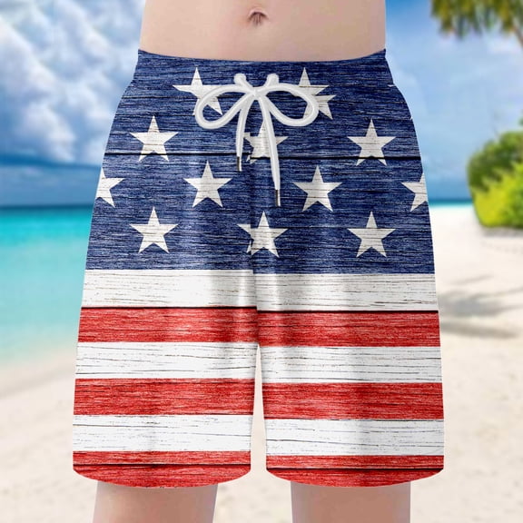 BOOMNY 250 Anniversary Usa Baby Boys Swim Trunks Elastic Waist Drawstring Swimming Shorts for Kids Independence Day Patriotic Usa Flag Graphic Childrens Summer Beach Shorts