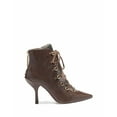 thumbnail image 2 of Louise et Cie Vanida Chestnut Grey Leather Lace-Up Pointed Toe Pump Ankle Boots (CHESTNUT/GRA, 7), 2 of 6