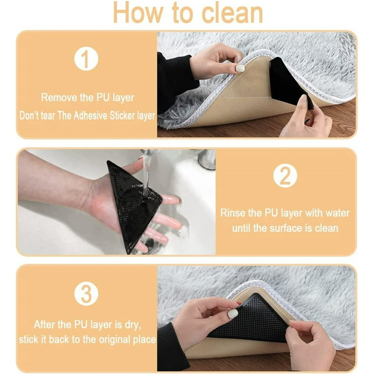 8Pcs Anti-slip Rug Pad Reusable Washable Silicone Carpet Pad Floor