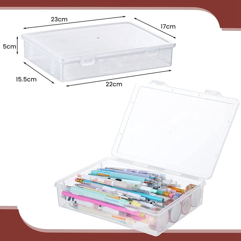 12 Pcs 7In X 9In X 2In Plastic Storage Box with Lid Multipurpose Craft Organizer Plastic Containers Clear Pencil Case