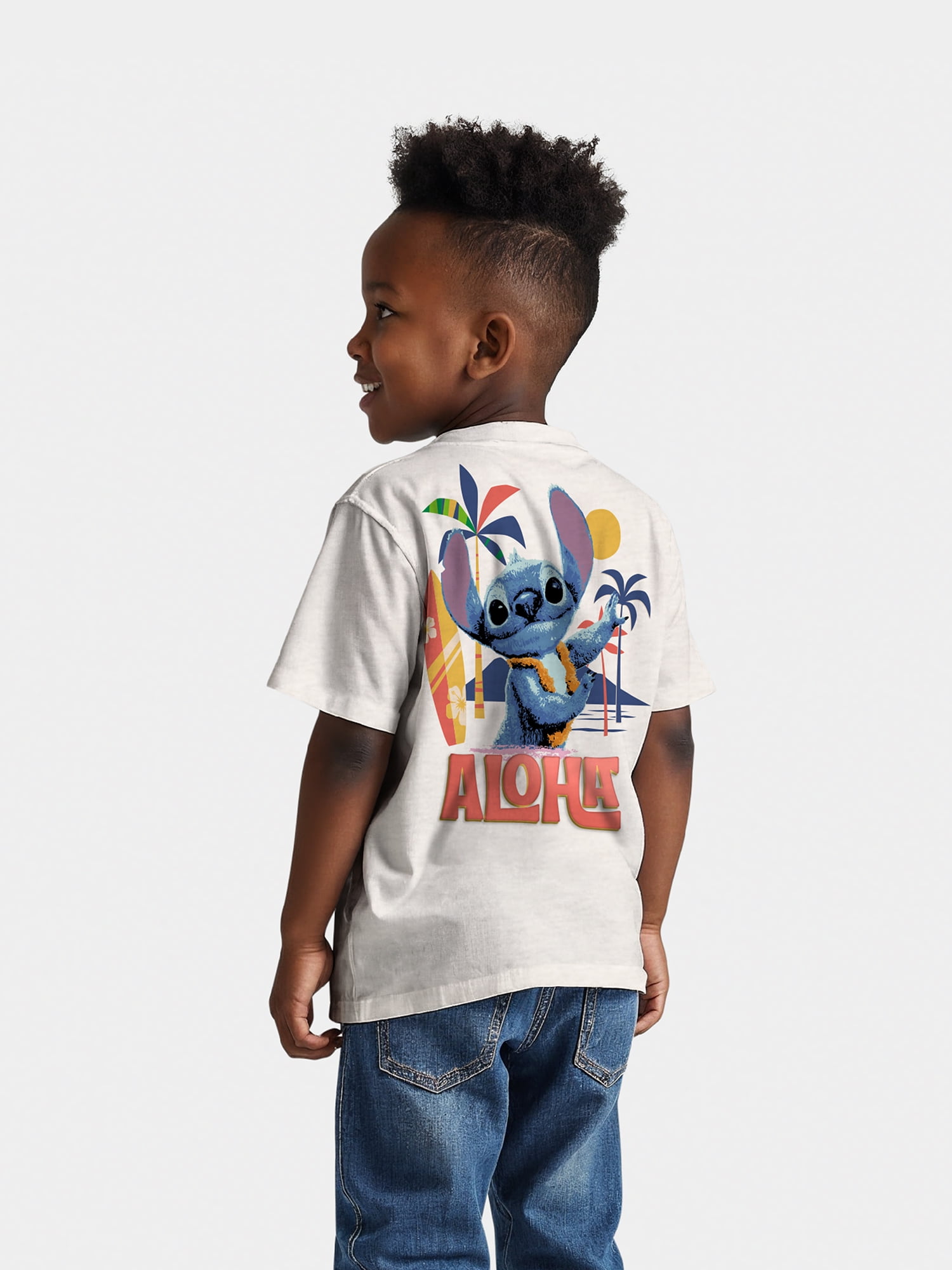 Stitch Aloha Boys Graphic Print Tee with Short Sleeves, Sizes 4-18