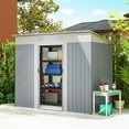 thumbnail image 2 of Outsunny 7' x 4' Metal Outdoor Storage Shed w/ Sliding Doors Grey, 2 of 10