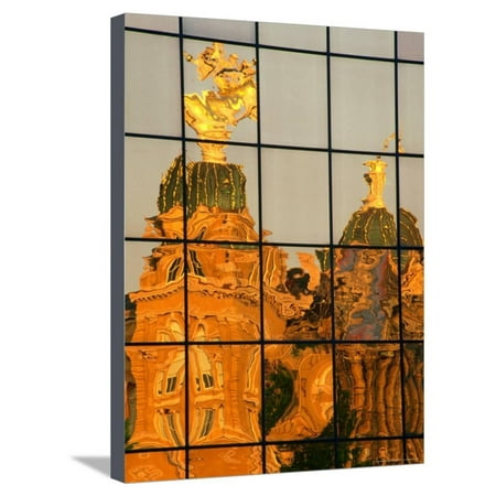 Iowa State Capitol Building - Reflection of the State Capitol Building, Iowa, USA Stretched Canvas Print Wall Art By Richard Cummins