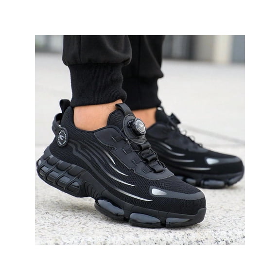 Men's Steel Toe Safety Shoes, Work Sneakers with Rotated Button Design - Breathable & Comfortable for Men's Sport Work Boots