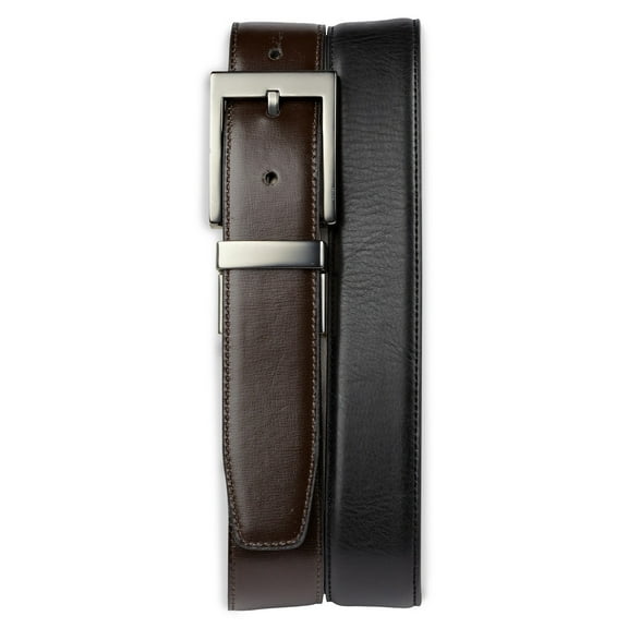 Harbor Bay by DXL Big and Tall Men's Reversible Leather Dress Belt, Black/Brown, 42/44