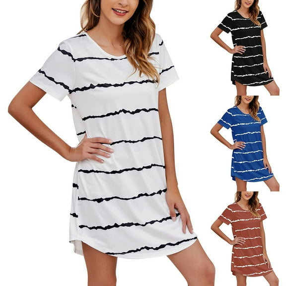 Chroia Women's Summer Casual Swing T-Shirt Dress - Beach Cover Up, Loose Fit, Short Sleeve
