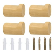 4 Pack Beech Wood Wall Hooks, Simple and Stylish Coat Rack, Round Coat Hook, Wall-Mounted Entrance Hook with Screws, Can Hang Towels, Hats, Clothes, Keys