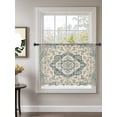 thumbnail image 2 of Sheer Curtains 45 Inch Length, Beige Green Boho Semi Sheer Curtains Light Filtering Window Treatment, Medieval Vintage Ethnic Floral Abstract Privacy Voile Drapes for Living Room Bedroom 52x45 Inch, 2 of 7