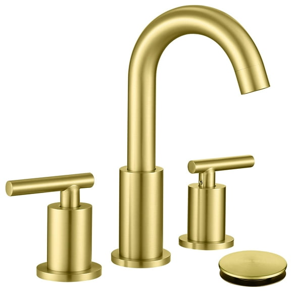 ChiLDano Brushed Gold Bathroom Faucet, 8 inch Widespread Bathroom Sink Faucet 3 Hole with Drain and Hose, Gold Bathroom Faucet CH2183BG