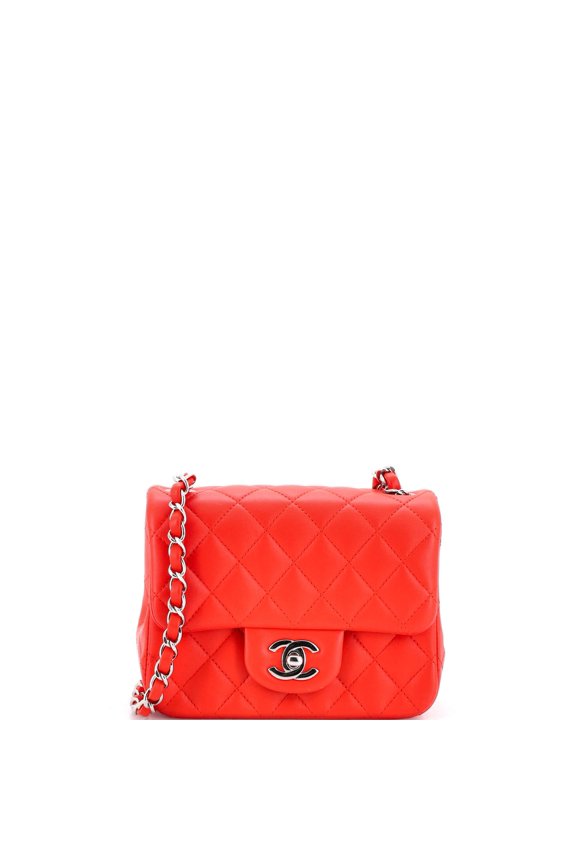 Pre-Owned Square Classic Single Flap Bag Quilted Lambskin Mini By Rebag