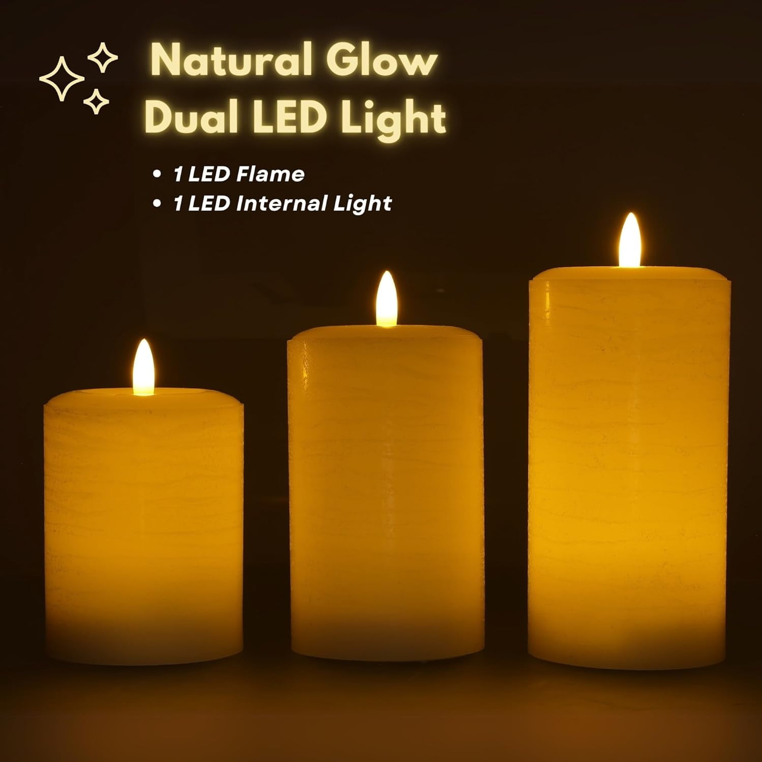 LumiPur Flameless Candles, Flickering LED Battery Operated Wax Pillar Candle, Gray Fog, 3-Pack