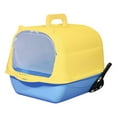 thumbnail image 4 of Hooded Cat Enclosed Cat Toilet Reusable Detachable Pet Handheld Blue Yellow, 4 of 8