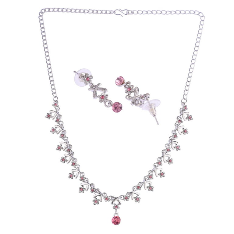 Efulgenz Austrian Crystal Delicate Choker Necklace and Earrings