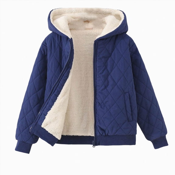 7-8 Years Big Boys Quilted Hooded Jacket Fleece Lined Zip Up Lightweight Padded Coat