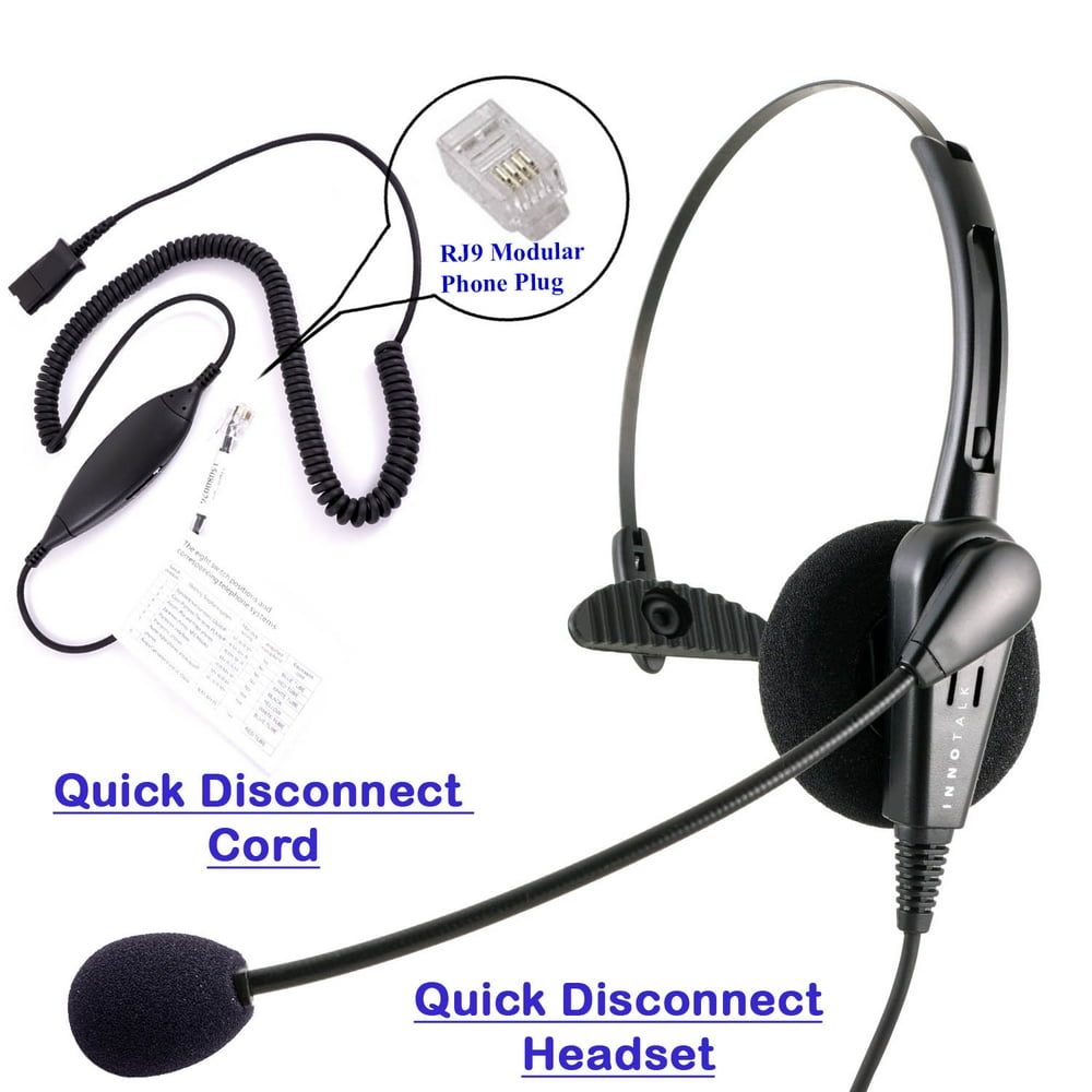 RJ9 Phone Headset Cost Effective Monaural Headset with Smart Cord for