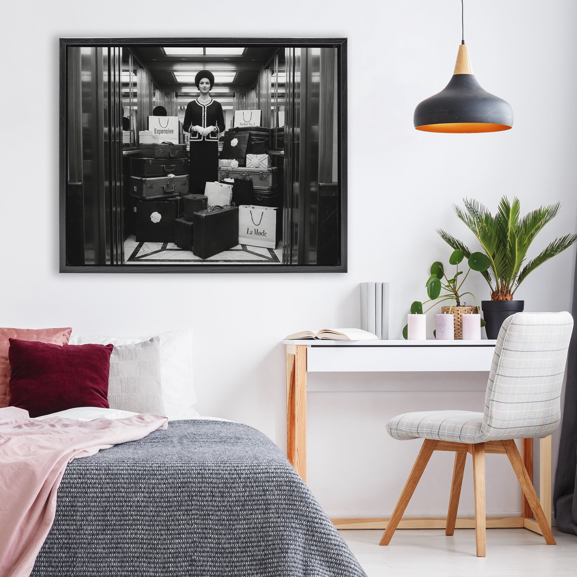 Stupell Industries Elevator Chic Shopping Black Framed Floater Canvas Wall Art, design by A Barefoot Stylist