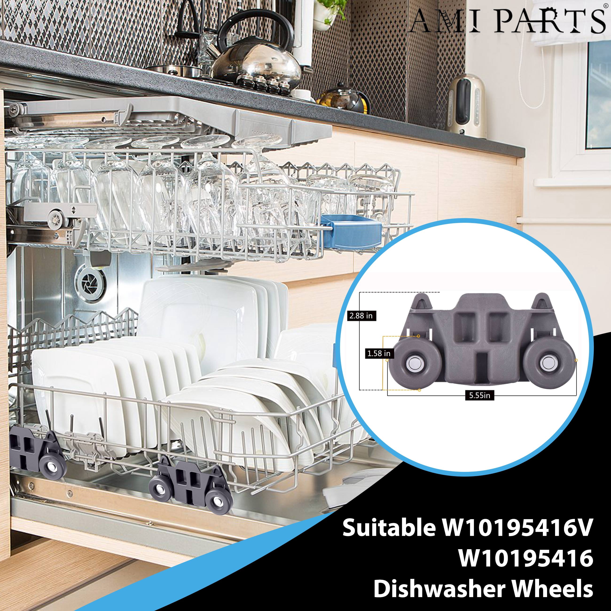 AMI PARTS W10195416V Lower Wheel Dishwasher Dish Rack Roller for Whirlpool W10195416 W10195416VP