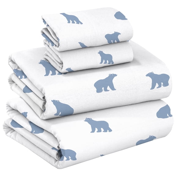 RUVANTI 100% Cotton Flannel Sheets Queen 4 Pcs Happy Cubs