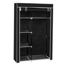 64" Portable Closet Storage Organizer Wardrobe Clothes Rack with Shelves Black Dustproof Cover And Water-Proof Tier