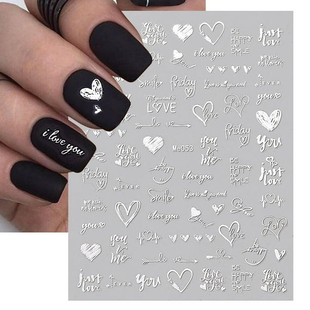 1 UNIDS Blanco y Negro Amor Flor Abstracta Nail Art Decoración Nail Slider Sexy Mujer Nail Art Sticker DIY Nail Art Ornament Dengxun unisex