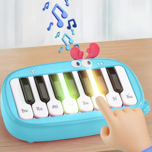 Piano de bolsillo con botones de colores | Teclado electrónico de 15 teclas para niños de 3 a 6 años | Instrumento musical portátil con luces y sonido | Juguete para principiantes en educació