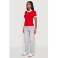 thumbnail image 4 of Women's Contrast Trim Cable Knit Sweater Polo, 4 of 5