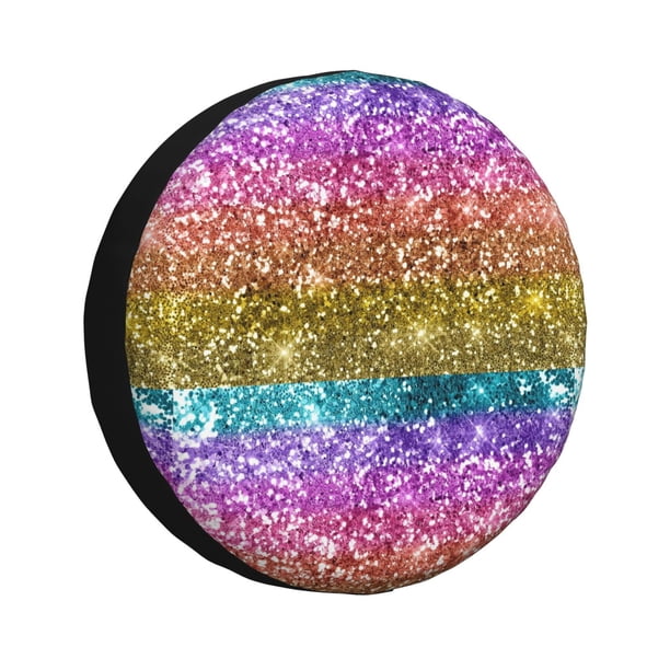 Fotbe Glitter Rainbow Funda de Llanta de Repuesto con Estampado, Engrosada, Ajuste Universal para Jeep, Remolque, RV, SUV, Camión-15 inch