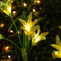Harpi Solar Lights Outdoor Clearance, Solar Garden Lights Decor, Lily Garden Decorative Flowers with 4 Lily Flowers, Waterproof LED Solar Powered Landscape Lights for Yard Garden Patio