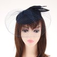 thumbnail image 3 of Kentucky Fascinators Derby Hat Sombrero de Fiesta de Té para Bodas para Mujeres Y Niñas - Azul marino, Estilo 2 Sunnimix diadema fascinator con velo, 3 of 7