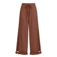 thumbnail image 4 of GUACER Womens Linen Wide Leg Pants Drawstring with Tassels & Pockets Palazzo Trousers for Beach & Casual Wear, 4 of 6