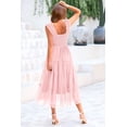 thumbnail image 2 of Vestido Midi PRETTYGARDEN sin mangas con fruncido y tul rosa M, 2 of 9