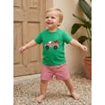 thumbnail image 4 of BemeyourBBs 2Pcs Toddler Baby Boy Summer Clothes Infant Baby Boys Summer Outfits Short Sleeve Watermelon in Truck Embroidery T Shirt Tops and Elastic Waist Pockets Plaid Shorts Set, 4 of 9