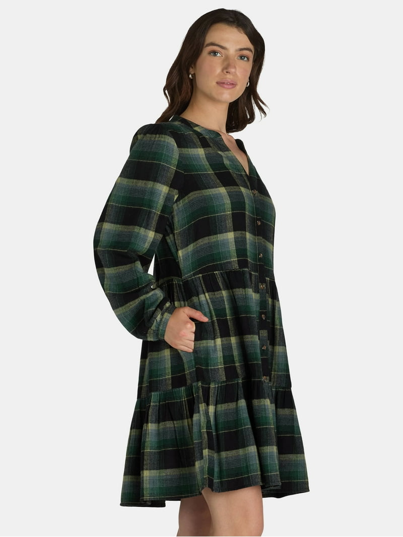 green tartan shirt dress Women's Plaid Print Tunic Dress Long Sleeve V Neck Loose Shirt Dress Ruffle  Hem Casual Swing Babydoll Christmas Dress Green at Amazon Women's Clothing  store