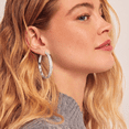 thumbnail image 4 of VEEDOFA 14K Gold Plated Hoop Earrings, 316L Stainless Steel Hypoallergenic CZ Earrings for Women, 4 of 9
