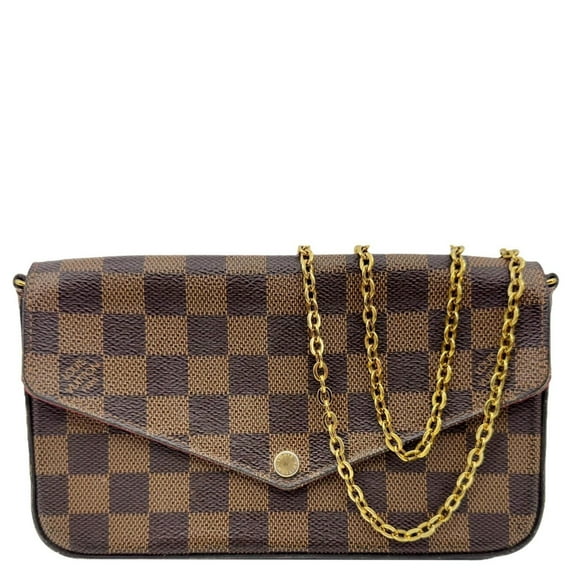 Pre-Owned Louis Vuitton Felicie Pochette Damier Ebene Crossbody Bag Brown