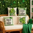 thumbnail image 3 of Green Lucky Charm Pillow Covers for March Holiday Home Outdoor Decor Sofa, Hello Shamrocks St Patricks Day Throw Pillow Covers Clover Hat Cotton Linen Cushion Case, 3 of 4