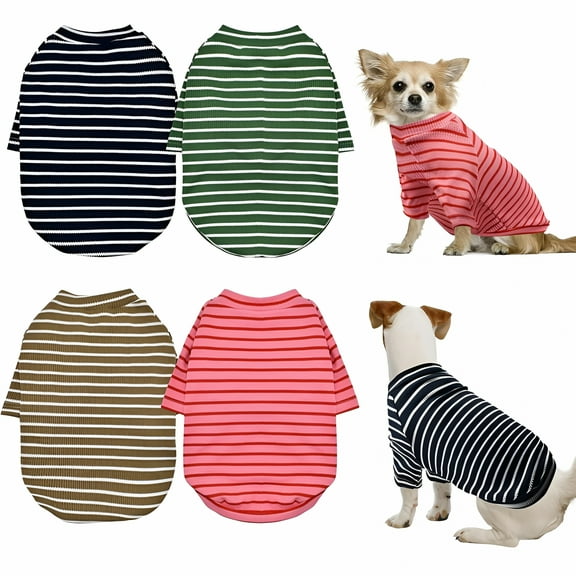 TELOLY 4 Pack Dog Knitted Sweater Dog Clothes for Medium Large Dogs, Warm Soft Puppy Kitten Dog Sweaters for Boy Girl Pet in Winter, Pet Cat Clothes Outfits Cold Weather Pullover L