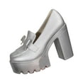 thumbnail image 2 of HaiMao Womens Loafers Platform Lug Sole Chunky Heel Slip on Round Toe Loafers Casual Fashion Business Work Shoes Silver 5.5(36), 2 of 6