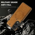 thumbnail image 4 of Allytechgroup Slim Case for Samsung Galaxy S25 Edge, PU Leather Support Wireless Charging Shockproof Magentic Protective Rugged Heavy Duty Durable Cover Case for Samsung Galaxy S25 Edge, Brown, 4 of 7