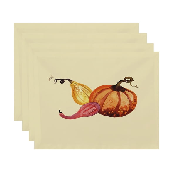 Simply Daisy Gourd Pile 18 x 14 Inch Light yellow Fall Print Placemat (Set of 4)