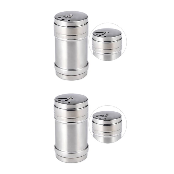 Cateissary Tarro de especias de acero inoxidable, tapa de rotación, botella de condimentos ajustable, dispensador de sal de pimienta y ajo, accesorio de L 2piezas Cateissary CBP108004