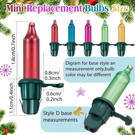 SHILIU-60 Count Christmas Tree Replacement Light Bulbs 2.5v 0.425 Watt Replacement Bulb Mini Incandescent Wire String Lights Decoration for Prelit Xmas Tree(Green Base with Pastel Color Bulb)