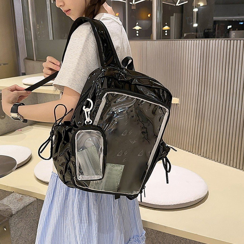 Hzzsbu Ita Bag Clear Backpack Heavy Duty PVC Transparent Backpack Multiple Pockets Bookbag for Concert Work Security Travel Festival
