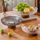 thumbnail image 3 of Frutero de vidrio texturizado con base de madera, plato decorativo for servir frutas, aperitivos y vajilla., 3 of 8