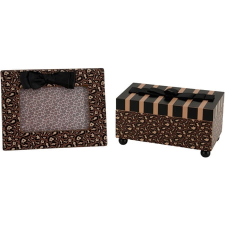 Leopard Jewelry Box And Frame Set