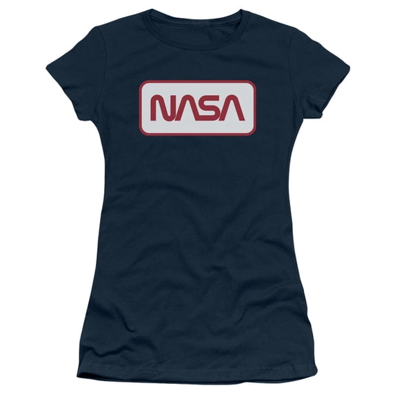 Nasa Rectangular Logo Junior Women's T-Shirt Sheer Navy