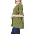thumbnail image 2 of Zenana Women & Plus V Neck Woven Airflow Dolman Short Sleeve Blouse Top with Front Pocket, 2 of 3